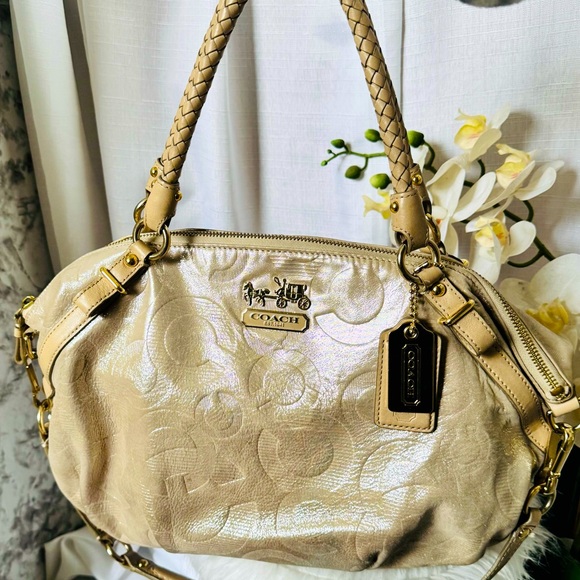 Coach Madison Sophia Leather Metallic Shimmering Satchel Shoulder Bag. - Picture 1 of 8